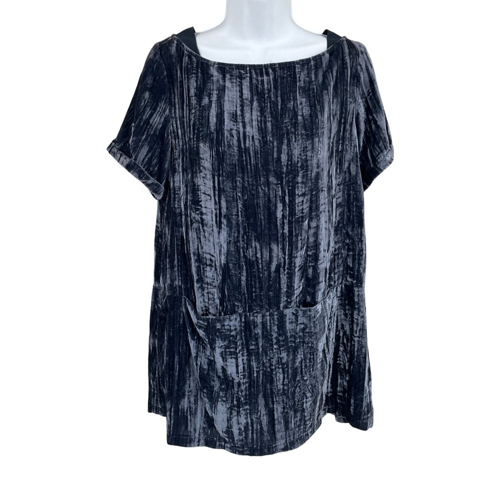 Floreat Tunic Top Women XS Blue Gray Velvet Anthropologie Boho Whimsigoth Goth